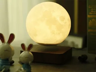 چراغ خواب رومیزی ماه شناور مغناطیسی پرینت سه بعدی معلق Magnetic levitation moon lamp romantic light levitation 3D printing