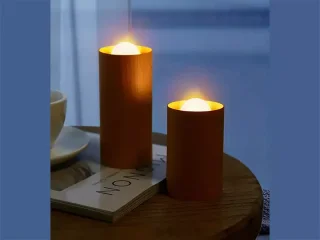 چراغ خواب شارژی طرح شمع چوبی Wood LED Candlelight Simulation Wax Candle Night Light