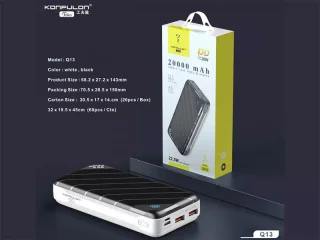 پاوربانک تایپ سی و یو اس بی 22.5 وات 20000 کانفلون PowerBank Konfulon Q13 20000mAh 22.5W