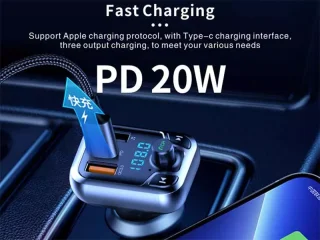 شارژر فندکی و گیرنده بلوتوثی تایپ سی و یو اس بی 20 وات کانفلون Konfulon JK71 Car Adapter Fastcharger Car Bluetooth