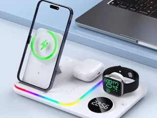 شارژر وایرلس رومیزی، هولدر موبایل، چراغ خواب و ساعت دیجیتال 5 کاره A82 5-in-1 Wireless Charging Dock