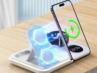 شارژر وایرلس رومیزی، هولدر موبایل، چراغ خواب و ساعت دیجیتال 5 کاره A82 5-in-1 Wireless Charging Dock