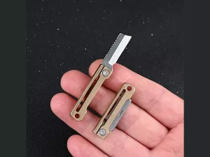 چاقوی آنباکسینگ تاشو برنجی با قابلیت جاکلیدی Brass Mini Folding Knife Unboxing Self-Defense