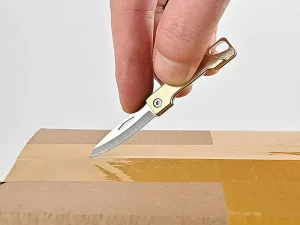 چاقوی آنباکسینگ تاشو برنجی با قابلیت جاکلیدی Brass Mini Folding Knife Unboxing Self-Defense