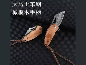 چاقو آنباکسینگ تاشو فولادی با دسته چوبی steel sharp pocket knife portable knife