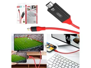 کابل اچ‌دی‌ام‌آی به لایتنینگ 1.8 متری ایکس او XO-GB006 Cable Lightning to HDMI &amp; USB 2K 60Hz 1.8M