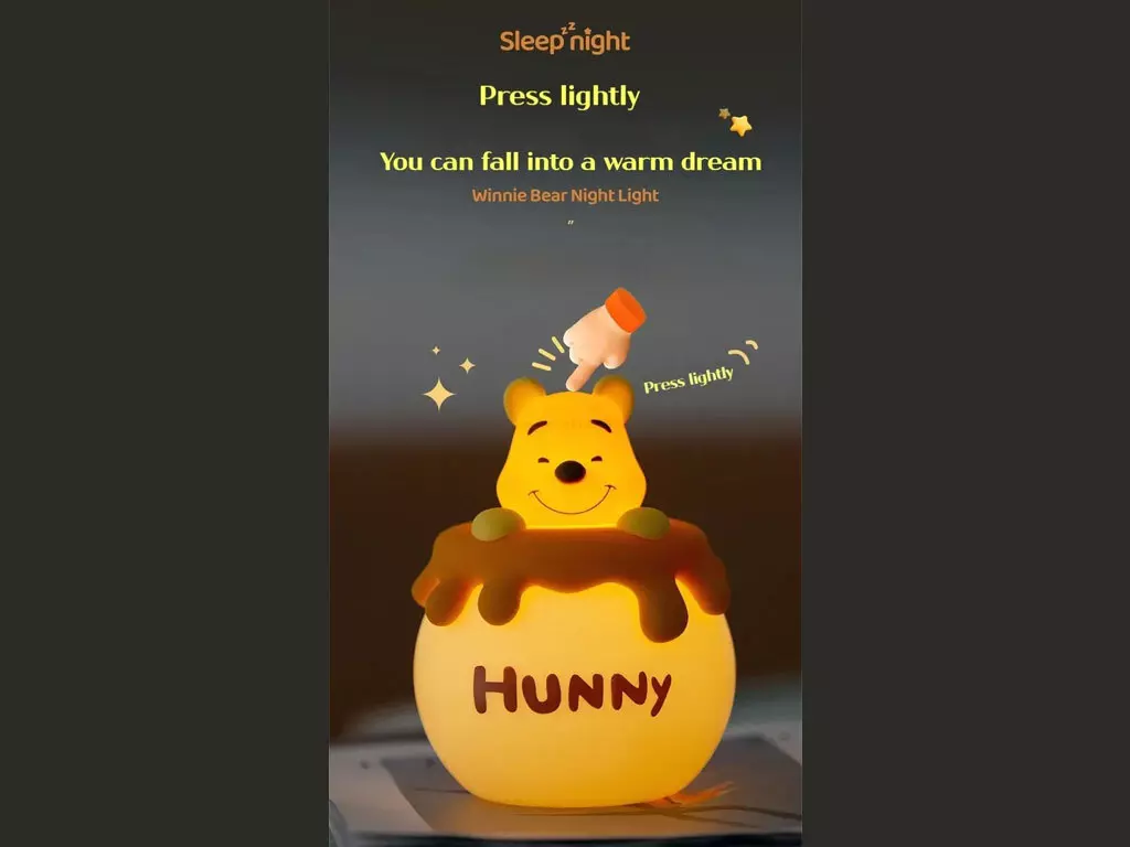 چراغ خواب فانتزی شارژی رومیزی اتاق کودک Winnie the Pooh Night Light Bedroom Children&#39;s Sleeping Light MYCP2305