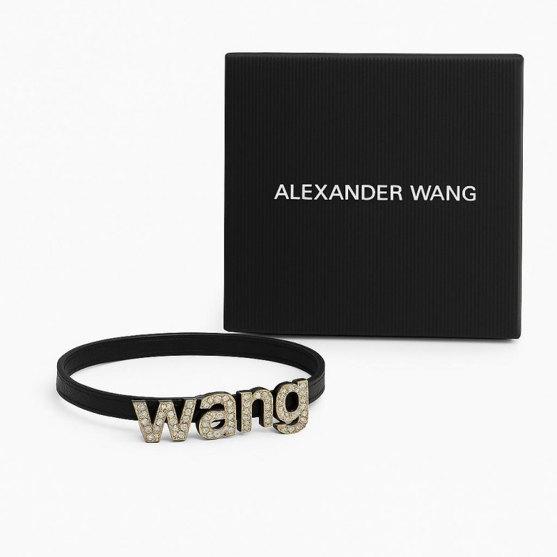 کمربند زنانه ALEXANDER WANG – مدل مشکی مینیمال با سگک نگین‌دار