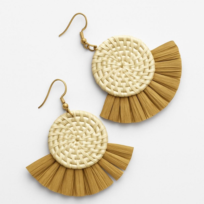 گوشواره دست‌ساز حصیری برند MARIMO