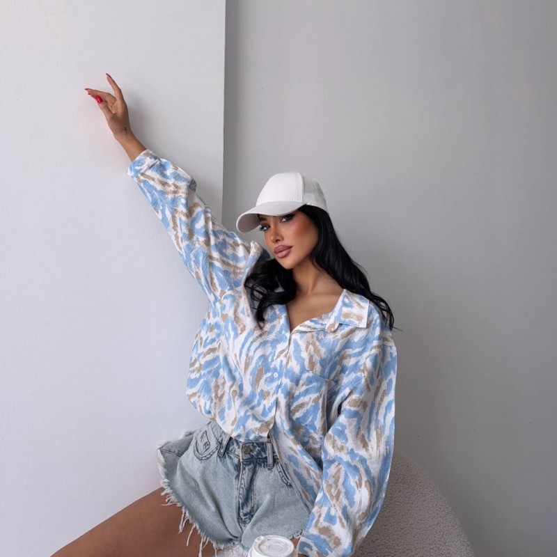 شومیز زنانه برند   Jeber   (جبر ترک) – طرح آبی موج‌دار