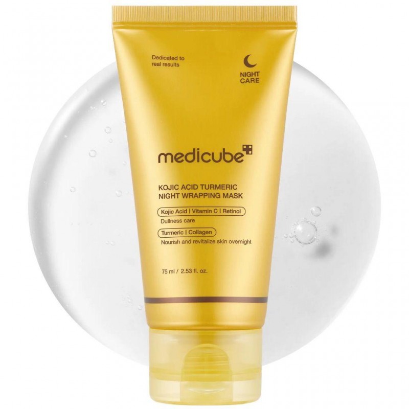 ماسک شب ضدلک کوجیک اسید و زردچوبه مدی‌کیوب (Medicube Kojic Acid + Turmeric Wrapping Night Mask)