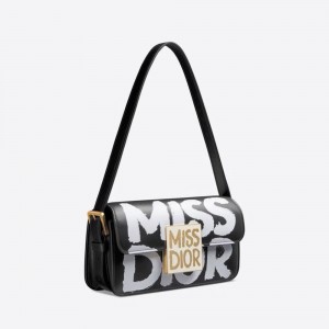 کیف زنانه Miss Dior طرح گرافیکی – مشکی و سفید