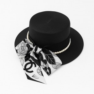 کلاه زنانه مشکی  مرواریدی Chanel