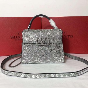 کیف   کریستالی نقره ای valentino