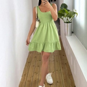 پیراهن کوتاه زنانه  سبز پاستیلی بافت کبریتی | برند SHEIN