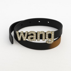 کمربند زنانه ALEXANDER WANG – مدل مشکی مینیمال با سگک نگین‌دار