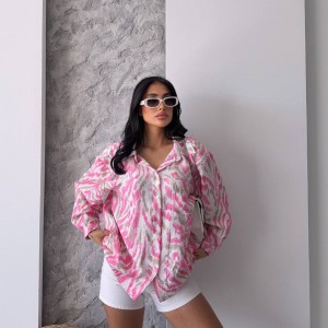 شومیز زنانه برند Jeber (جبر ترک) – طرح صورتی موج‌دار