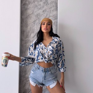 شومیز زنانه برند Jeber (جبر ترک) – طرح آبی براش استروک