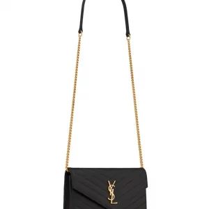 کیف شنل‌دار چرمی سن لوران مدل YAL Cassandre Envelope Chain Wallet