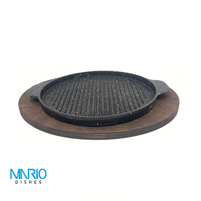 ظرف چدن و رست گرد دو دسته