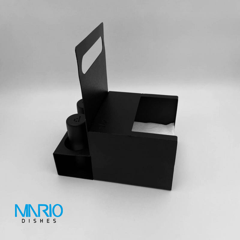 ست جا دستمال و نمک و فلفل فلزی