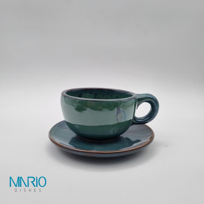 ست فنجان و نعلبکی ۱۲ پارچه لته شپو سبز