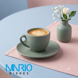 کاپ اسپرسو دست ساز دوریکا سبز یشمی کمرنگ