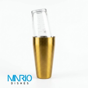 شیکر بوستون استیل مدرج طلایی شیشه ای