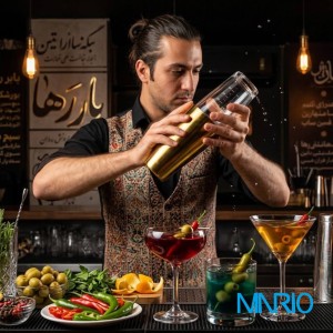 شیکر بوستون استیل مدرج طلایی شیشه ای