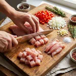 چاقو سراشپزدسته چوبی تیغه فولاد 17سانت(کد 3334)