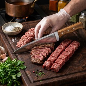 چاقو قصابی بلند دسته چوب 27.5 سانت(کد2929)