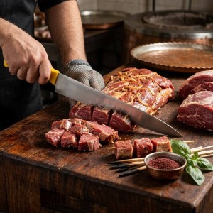 چاقو قصابی بلند دسته پلاستیک 38.5 سانت(کد408)