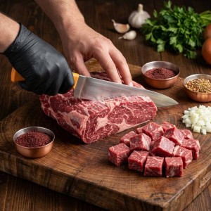 چاقو قصابی بلند دسته پلاستیک 33 سانت(کد3765)
