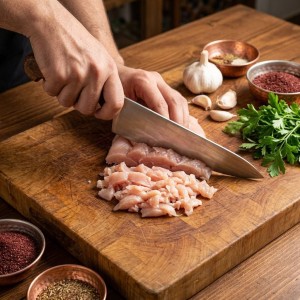 چاقو قصابی بلند دسته چوبی 33 سانت(کد449)