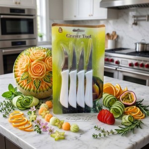 چاقو میوه ارایی دسته پلاستیک پک 4 تایی(گارنیش)