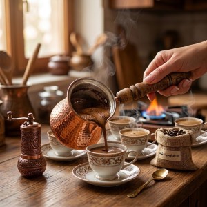جزوه قهوه ترک 4 کاپ مسی ( قهوه جوش )