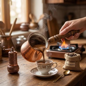 جزوه قهوه ترک 3 کاپ مسی ( قهوه جوش )