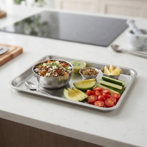 سینی استیل مستطیل 33*45 سانت( کد 1422)