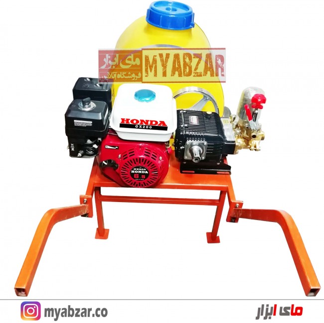 سمپاش 100 لیتری موتور هوندا GX200 اصلی با پمپ 45 بار مشکی طرح رینو پاور