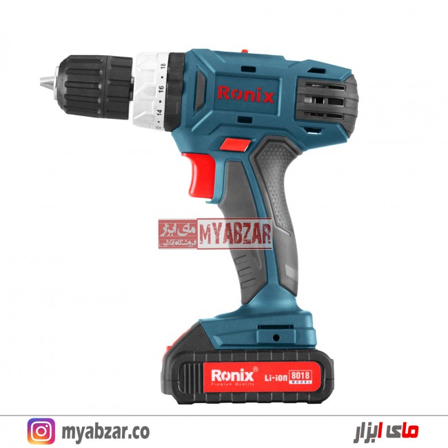 دریل پیچ گوشتی شارژی رونیکس مدل 8018 (دو عدد باتری)