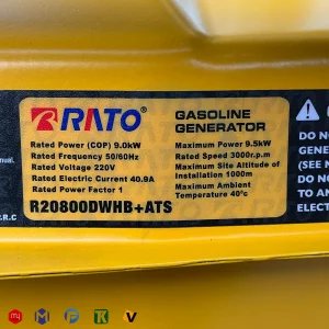 موتور برق راتو 9.5 کیلووات مدل R20800DWHB+ATS با تابلو اتوماتیک