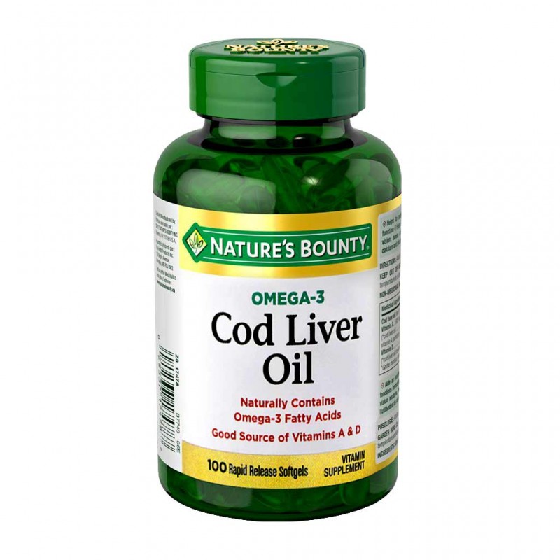سافت ژل امگا 3 روغن کبد ماهی Nature's Bounty Omega-3 Cod Liver Oil 415mg (100 عددی)