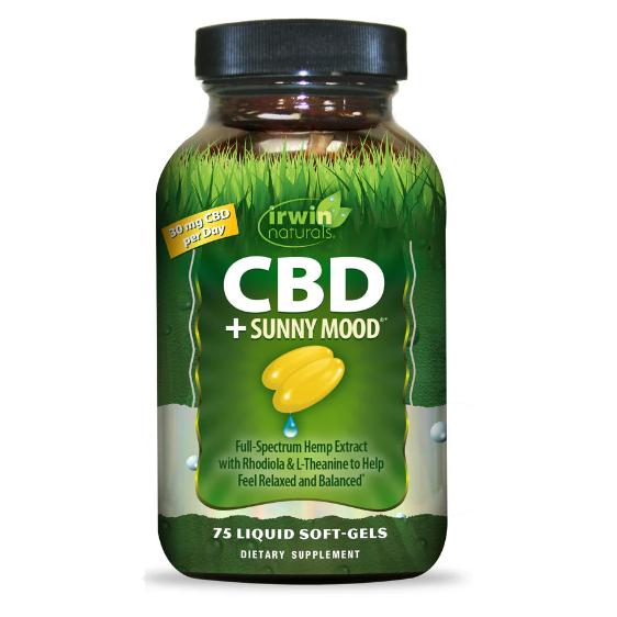 سافت ژل بهبود آرامش + عصاره شاهدانه CBD + Sunny Mood Irwin Naturals ایروین نچرالز (75 عددی)