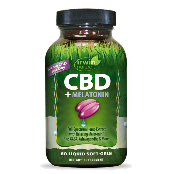 سافت ژل ملاتونین + عصاره شاهدانه با طیف کامل CBD + Melatonin 3mg Irwin Naturals ایروین نچرالز (60 عددی)