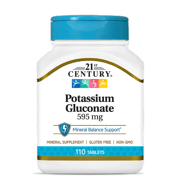قرص پتاسیم 21Century Potassium Gluconate 99mg قرن 21 (110 عددی)