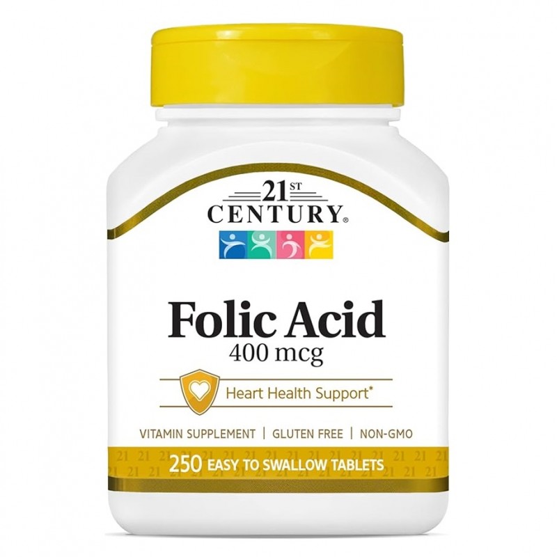 قرص فولیک اسید 21Century Folic Acid 400mcg قرن 21 (250 عددی)