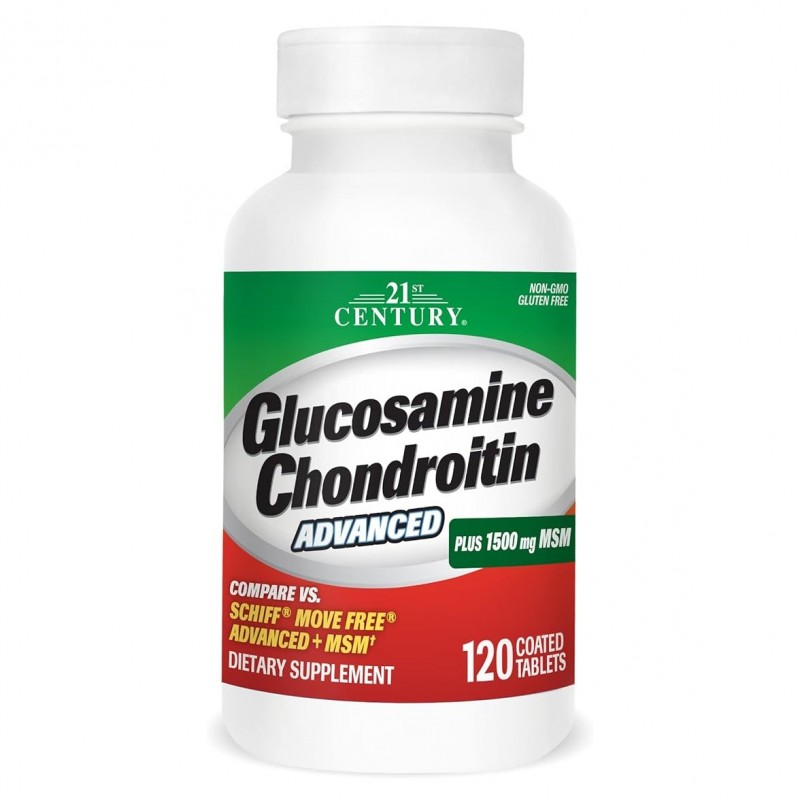 قرص تقویتی مفاصل گلوکوزامین Glucosamine Chondroitin Advanced Plus 1500mg MSM قرن 21 (120 عددی)