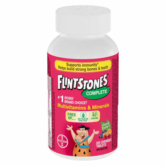 قرص جویدنی طعم دار مولتی ویتامین کودک FLINTSTONES Complete Chewable Multivitamins for Kids بایر (60 عددی)