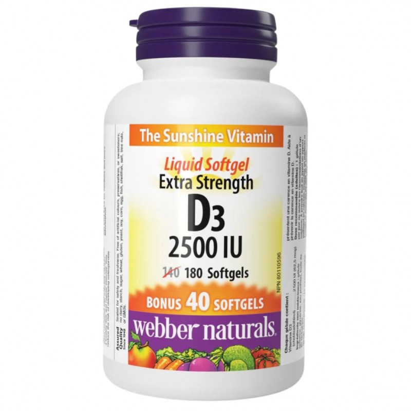 سافت ژل ویتامین Webber Naturals D3 2500iu وبر نچرالز (180 عددی)