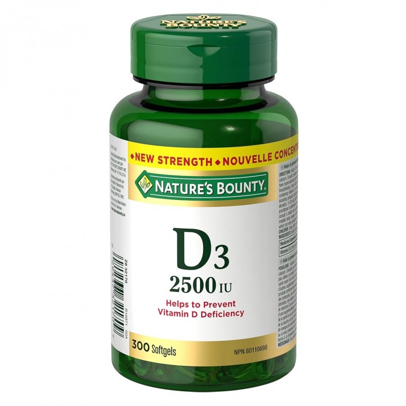 سافت ژل ویتامین D3 2500iu نیچرز بونتی (300 عددی)